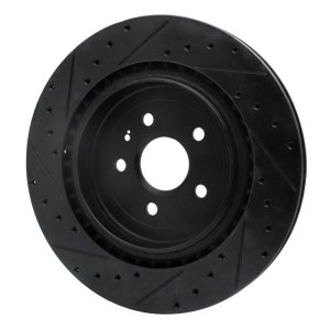 Cadillac CTS Brake Rotor (1) - Rear Right - R1 Concepts - Drilled & Slotted - Black - `09-`24